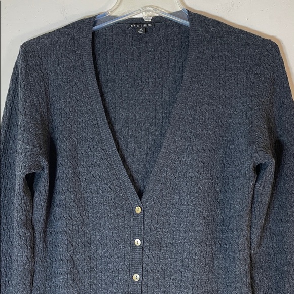 Lafayette 148 New York 100% Wool Cable Knit Cardigan Sweater. Medium. - Picture 4 of 8